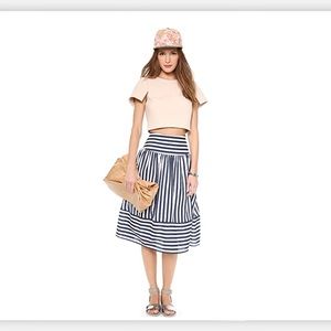 NWOT JOA Striped Navy White Skirt Top Set XS S 🏝